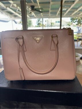 Prada Blush Pink Saffiano Satchel with Gold Hardware